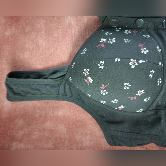 Floral Black Cotton Front Closure Bra - Picture 2 of 10
